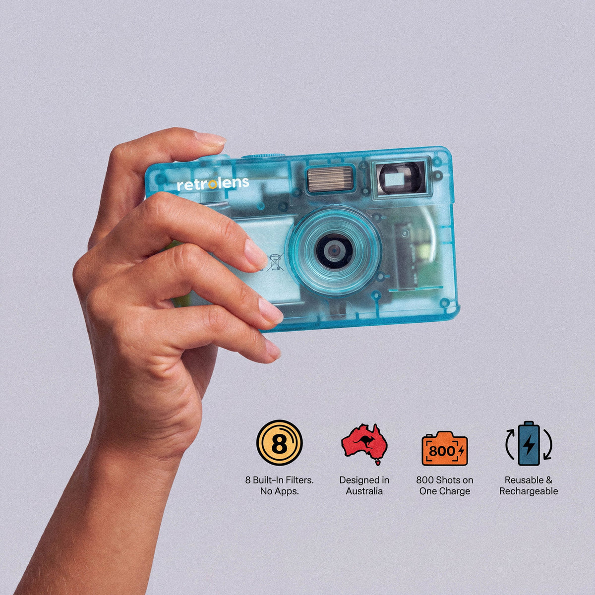 Digital Film Camera | Neon Aqua - retrolens