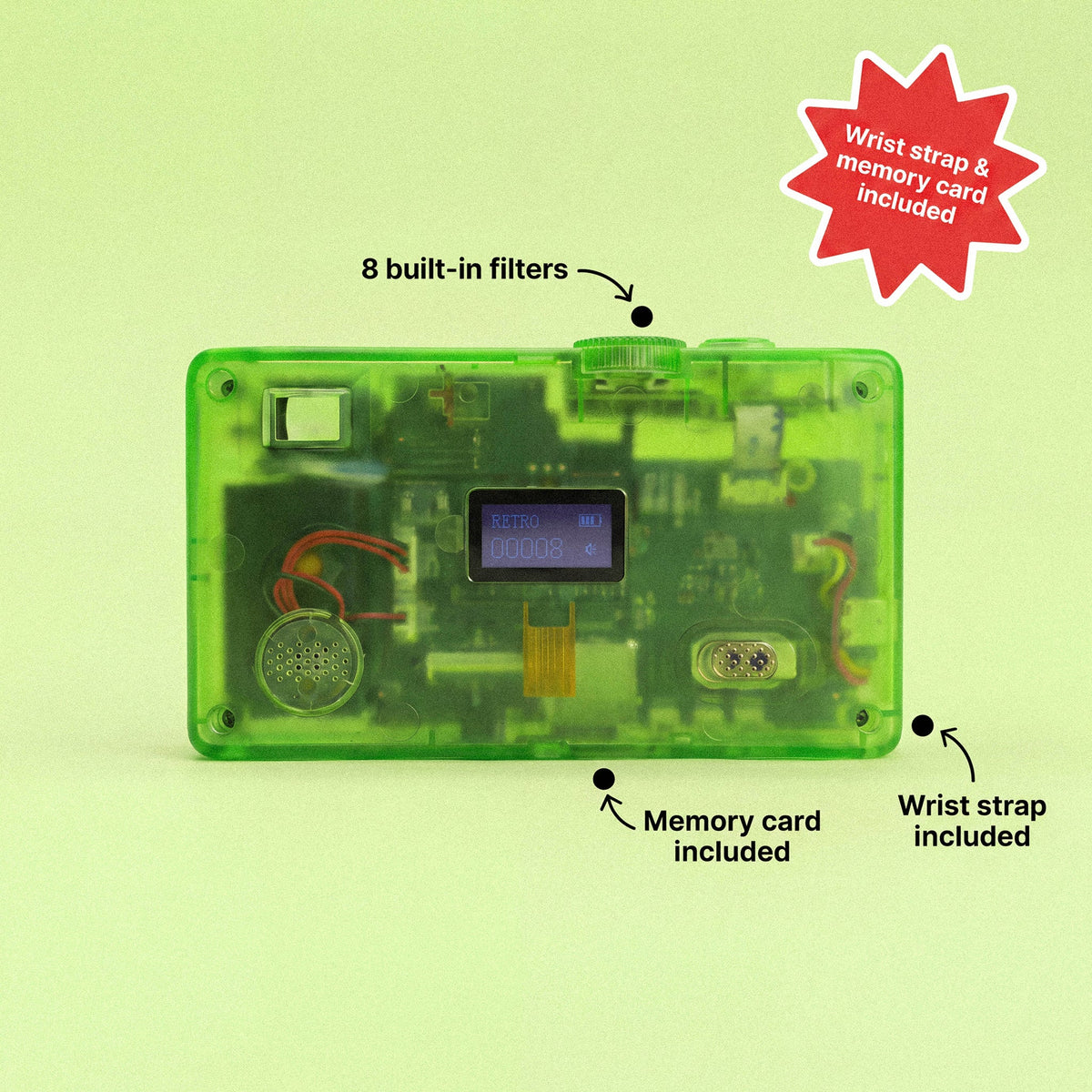 Digital Film Camera | Neon Lime - retrolens